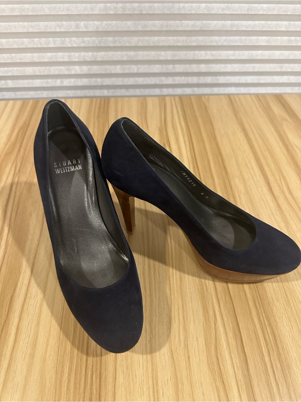 Stuart Weitzman Blue Suede Platform Heels